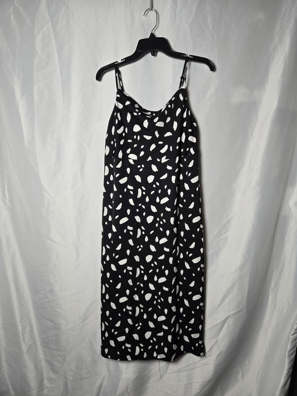 Old Navy Black and White Spotted Midi Slip Dress